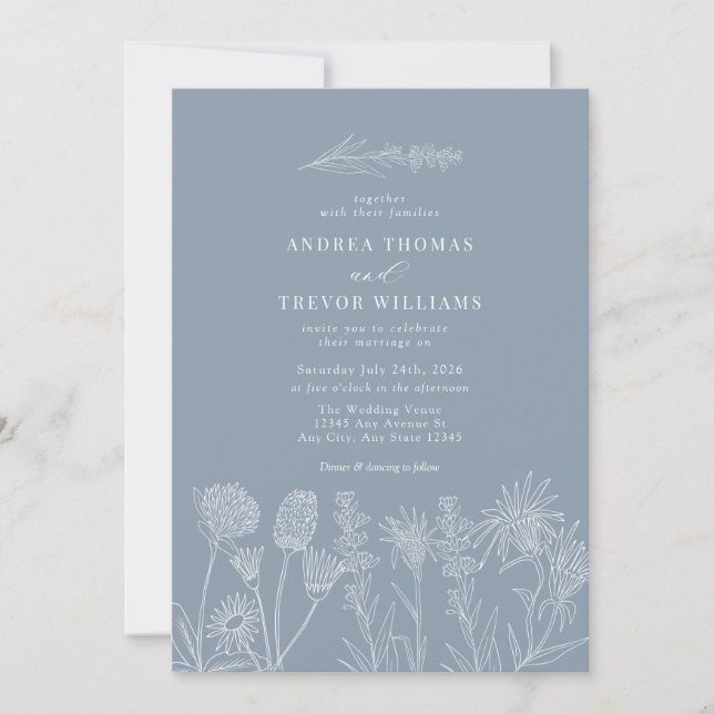 White Wild Flowers | Boho Chic Wedding Invitation (Front)