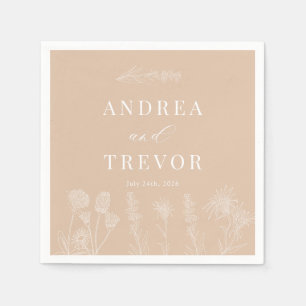 White Wild Flowers   Boho Chic Wedding Napkin