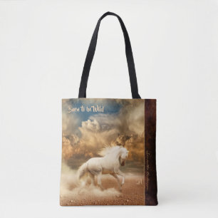 White Wild Horse Running in Desert - Personalised Tote Bag