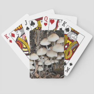 White Wild Mushroom Cluster Nature  Playing Cards