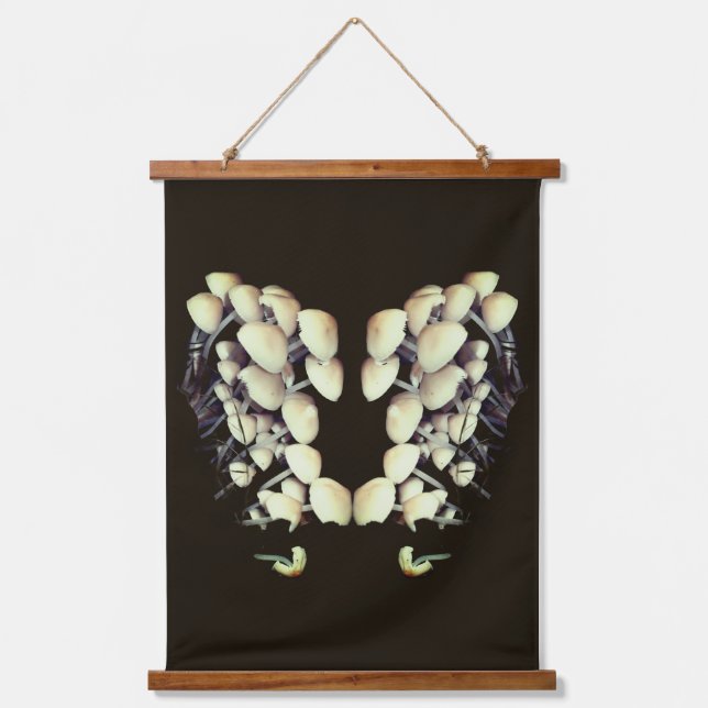 White Wild Mushrooms Nature Abstract  Hanging Tapestry (Front)