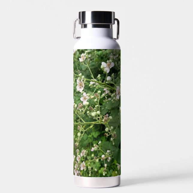 White Wildflower Botanical Water Bottle (Front)