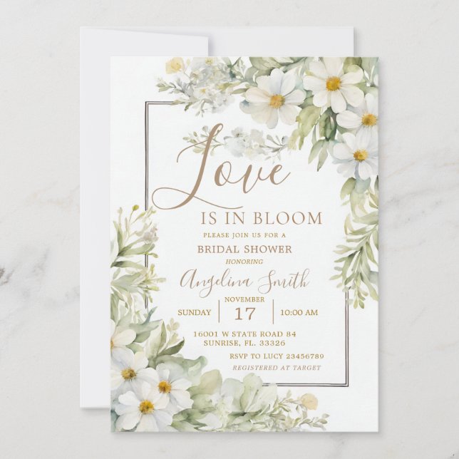 White Wildflower Bridal Shower Bridal Invitation (Front)