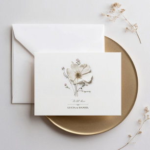 White Wildflower Horizontal Elegant Wedding Invitation