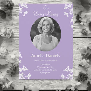 White wildflower In loving Memory Funeral Card