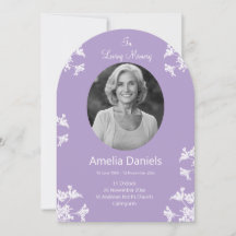 White wildflower In loving Memory Funeral Card
