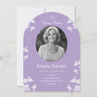 White wildflower In loving Memory Funeral Card