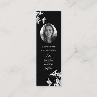 White Wildflower Mini Funeral Bookmark Card