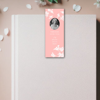 White Wildflower Mini Funeral Bookmark Card