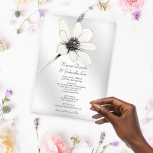 White Wildflower Wedding Acrylic Invitations