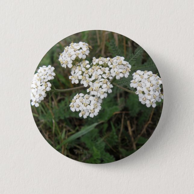 White Wildflowers Button (Front)