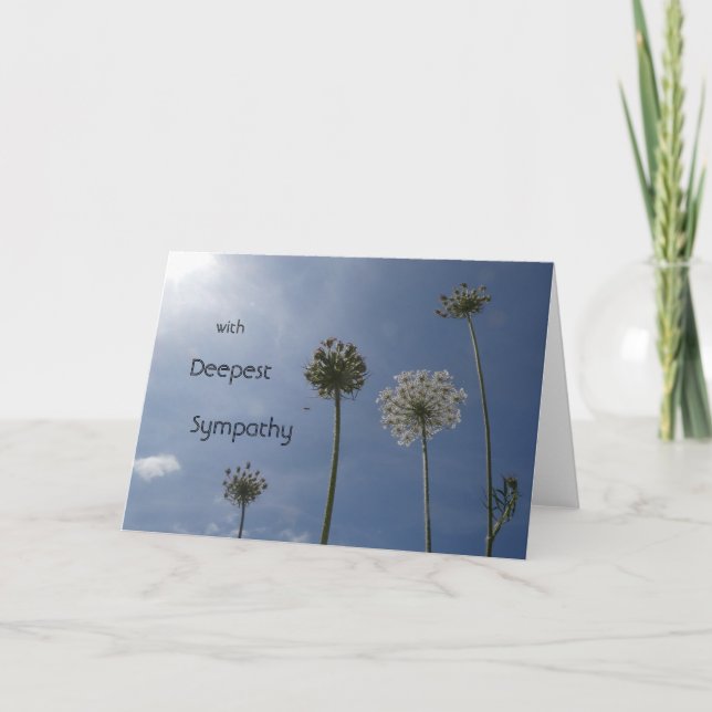 White Wildflowers Cust. Sympathy Greeting Card (Front)