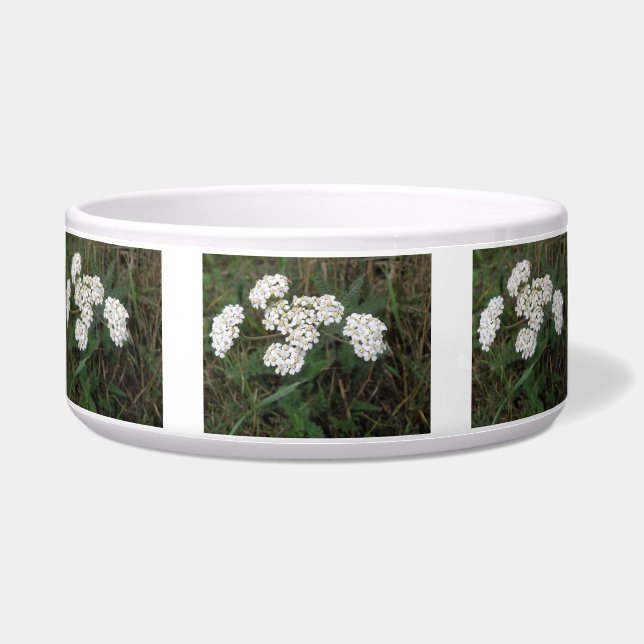 White Wildflowers Dog Bowl (Front)