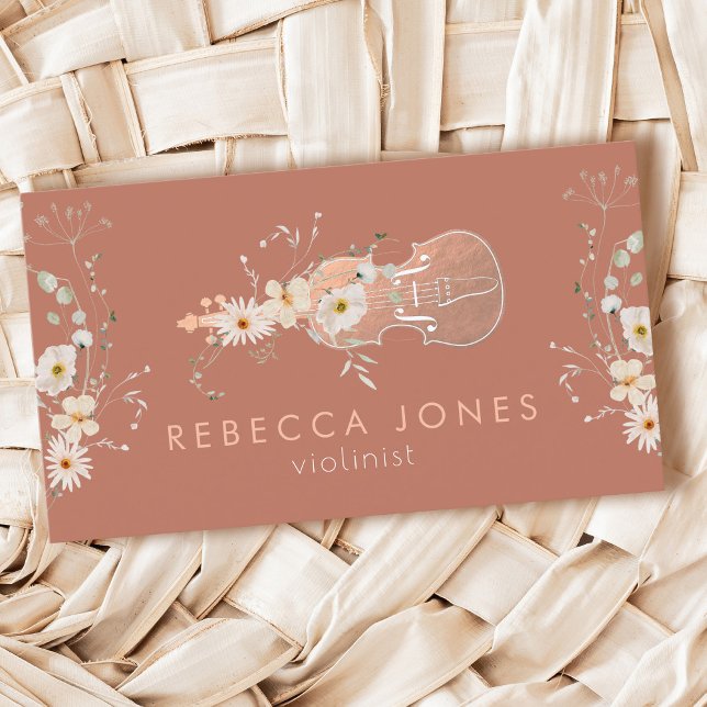 white wildflowers violinist business card (Creator Uploaded)