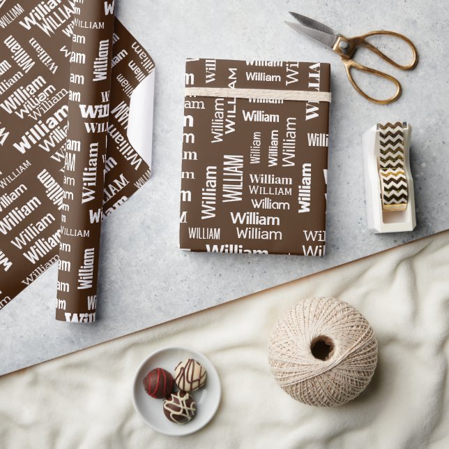White WILLIAM Name On Brown Wrapping Paper (Crafts)