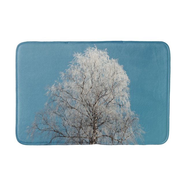  White Willow Tree Against Cloudless Blue Sky Bath Mat (Front)