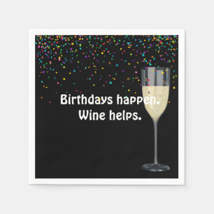 White Wine Birthday and Confetti Napkins