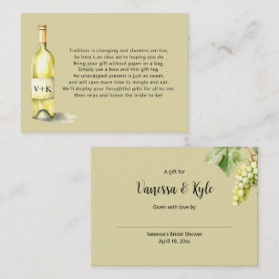 White Wine Bottle display bridal shower tag  Enclosure Card