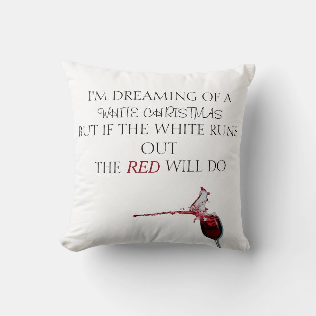 "White Wine Christmas" Comical Christmas Throw Cushion (Front)