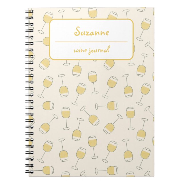 White Wine Glass Tasting Journal Notebook (Front)