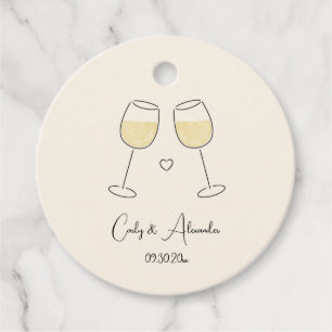 White Wine Glass Wedding Engagement Anniversary Favour Tags