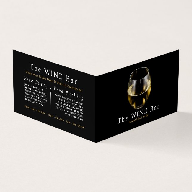 White Wine Glass, Wine Bar/Winery, Detailed Business Card (Outside)