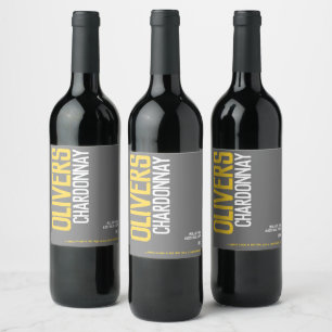 White wine home winemakers text custom yellow label