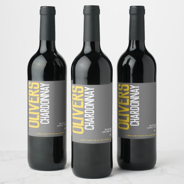White wine home winemakers text custom yellow wine label (Bottles)