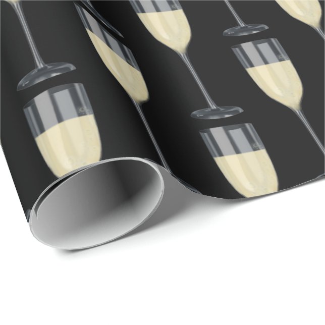 white wine in glass on black wrapping paper (Roll Corner)