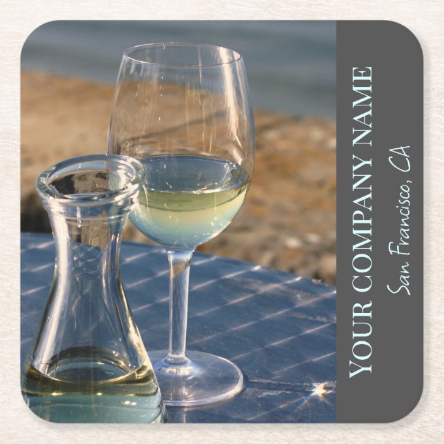White wine Paper Coaster for wine shop or vinery (Front)