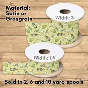 White Wine Pattern Satin Ribbon