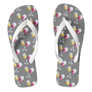 White Wine Red Glasses Watercolor Tasting Jandals