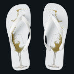 White Wine Splash Glass Wedding Wine Tasting Jandals<br><div class="desc">This design was created through digital art. It may be personalised by clicking the customise button and changing the colour, adding a name, initials or your favourite words. Contact me at colorflowcreations@gmail.com if you with to have this design on another product. Purchase my original abstract acrylic painting for sale at...</div>