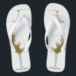 White Wine Splash Glass Wedding Wine Tasting Jandals<br><div class="desc">This design was created through digital art. It may be personalised by clicking the customise button and changing the colour, adding a name, initials or your favourite words. Contact me at colorflowcreations@gmail.com if you with to have this design on another product. Purchase my original abstract acrylic painting for sale at...</div>