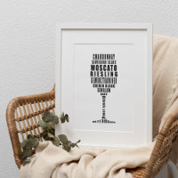 White Wine Typography Art in black and white