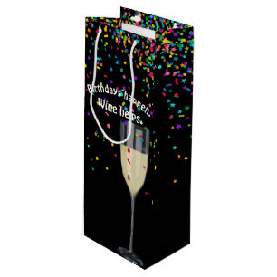 white wine with birthday confetti gift bag
