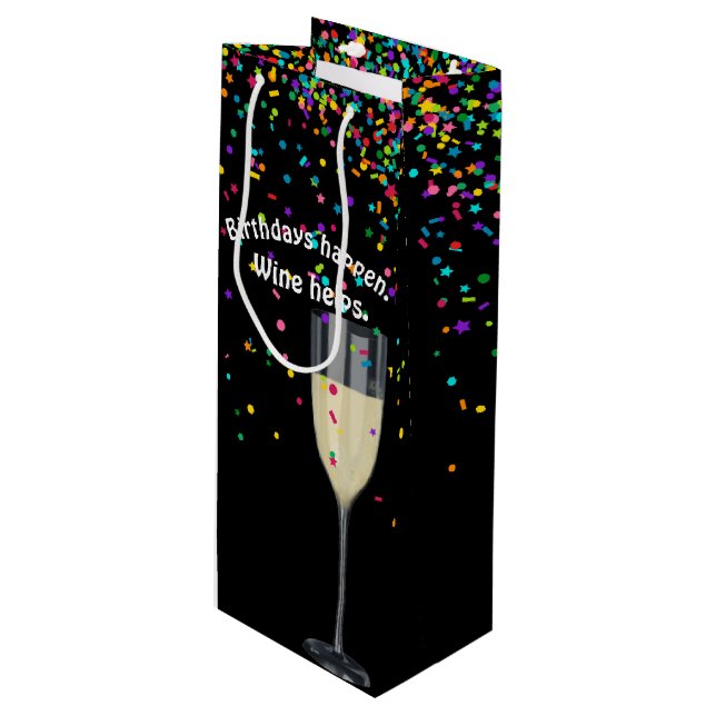 white wine with birthday confetti gift bag (Front Angled)