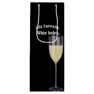 white wine with quote gift bag