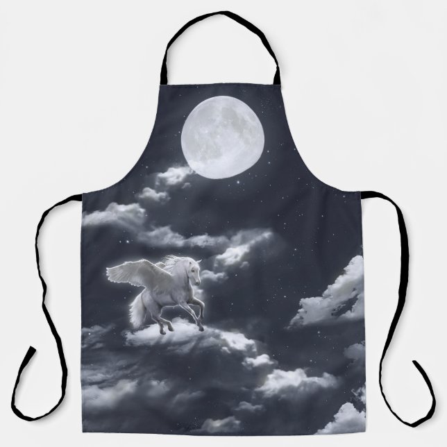 White winged horse: moonlit sky. apron (Front)