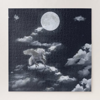White winged horse: moonlit sky. jigsaw puzzle