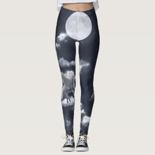 White winged horse: moonlit sky. leggings
