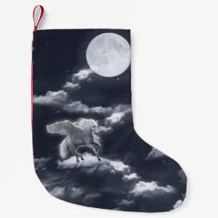 White winged horse: moonlit sky. small christmas stocking