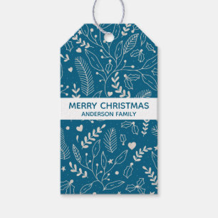 White Winter Botanical Merry Christmas Gift Tags