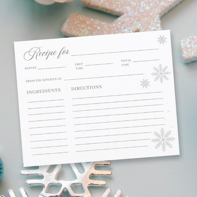 White Winter Bridal Shower Recipe Card (Creator Uploaded)