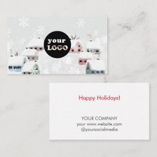 White Winter Custom Business Company Logo Holiday Enclosure Card