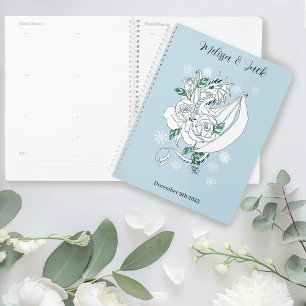 White Winter Dragon Snowflake Blue Wedding Planner