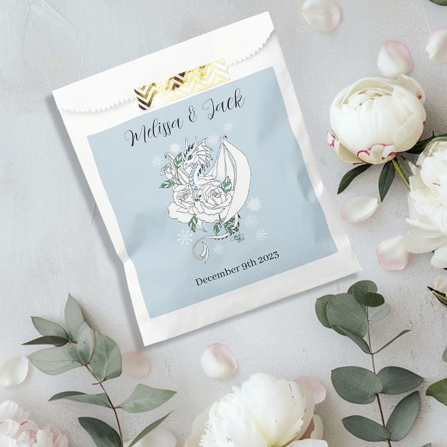 White Winter Dragon Snowflakes Blue Favour Bags (Creator Uploaded)