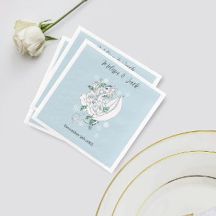 White Winter Dragon Snowflakes Blue Napkin