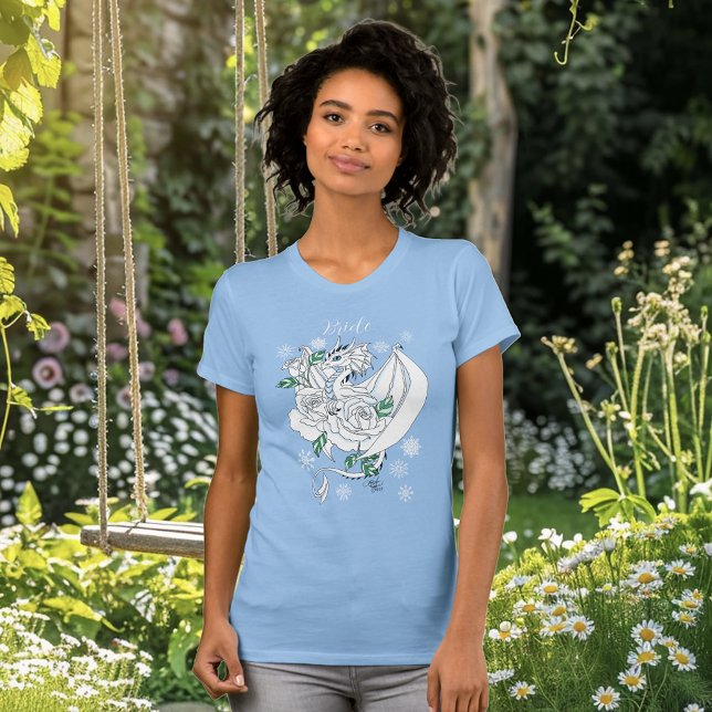 White Winter Dragon Snowflakes Blue T-Shirt (Creator Uploaded)
