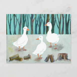 White Winter Geese Postcard
